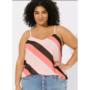 Torrid Sophie Chiffon Womens Swing Cami Size 3 Multicolor Stripe Sleeveless Plus